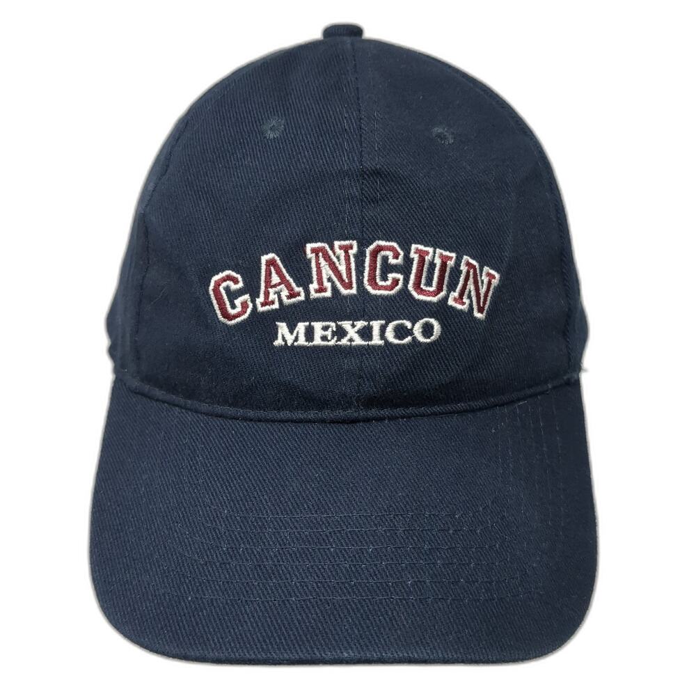Cancun Mexico Slideback Baseball Cap Blue One Size Embroidered Caribbean Side
